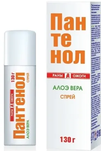 Раны А Ожоги Пантенол спрей, спрей для местного и наружного применения, 130 г, 1 шт, с алоэ вера фото