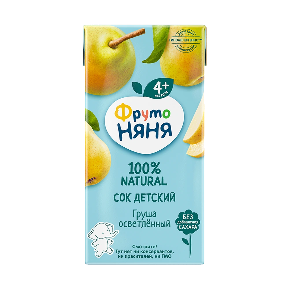 Фрутоняня сок, сок, 200 мл, 1 шт, груша, осветленный, без сахара фото
