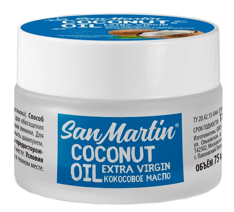 San Martin Масло кокосовое холодного отжима, масло косметическое, 75 мл, 1 шт. фото