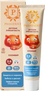 PresiDENT kids Зубная паста детская 3-6 лет 50 RDA, паста зубная, 43 г, 1 шт, пломбир фото
