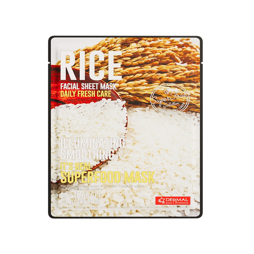 Dermal маска тканевая для лица с экстрактом риса, маска, 25 г, 1 шт. фото