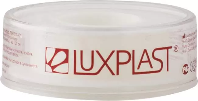 Luxplast Пластырь фиксирующий, 1.25 см х 500 см, пластырь, 1 шт, прозрачный, полимерная основа фото