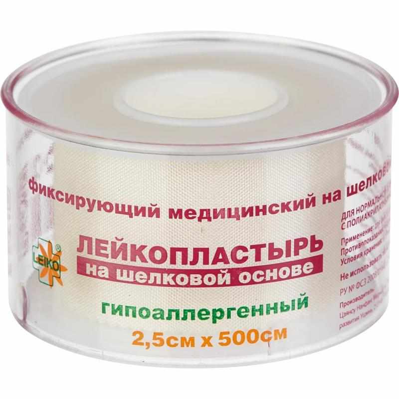 Leiko Пластырь фиксирующий, 2.5 см х 500 см, лейкопластырь, 1 шт, шелковая основа фото