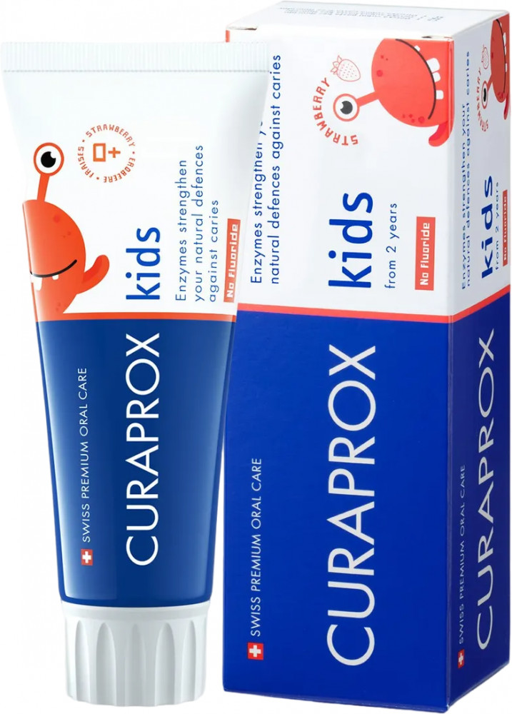 Curaprox kids Zero Зубная паста для детей с рождения, паста зубная, 60 мл, 1 шт, со вкусом клубники, без фтора фото