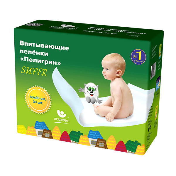 Пелигрин Super Пеленки детские, 60 см х 90 см, 30 шт. фото