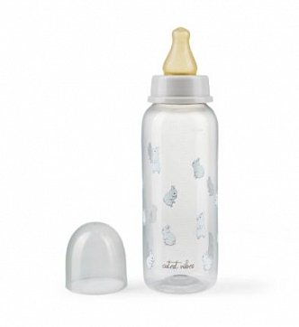Happy Baby Бутылочка для кормления с латексной соской, 0 +, 250 мл, 1 шт, кролик фото