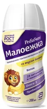 PediaSure Малоежка, смесь жидкая, 200 мл, 1 шт, банан, для детей с 1 года до 10 лет фото