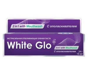 White Glo Зубная паста отбеливающая 2 в 1 с ополаскивателем, паста зубная, 24 г, 1 шт. фото