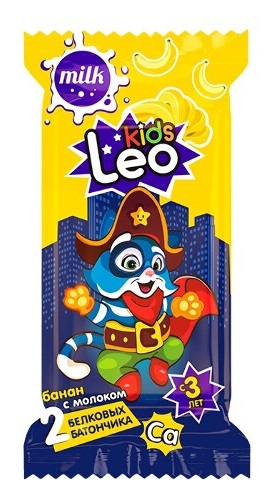 Леовит Leo Kids батончик белковый, 25 г, 1 шт, с молоком бананом и кальцием фото