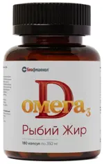Биафишенол рыбий жир Омега-3 D3, капсулы, 180 шт. фото 
