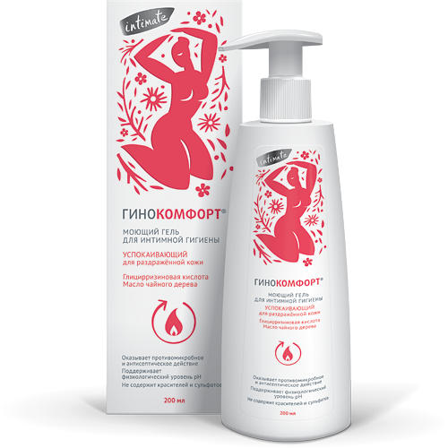 Гинокомфорт моющий гель для интимной гигиены успокаивающий, 200 мл, 1 шт, с маслом чайного дерева фото