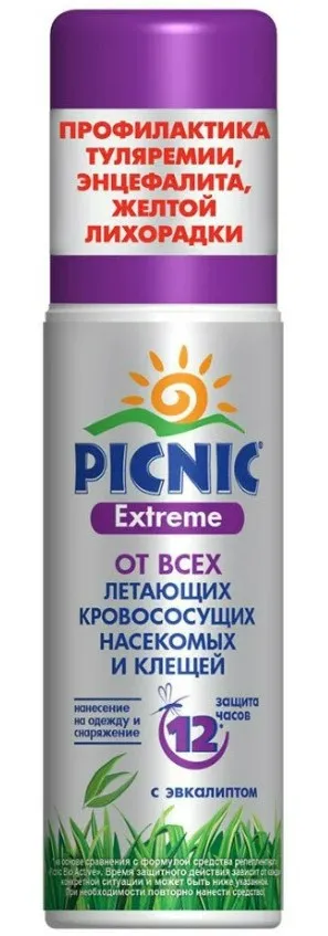 Picnic Extreme аэрозоль от летающих насекомых и клещей, спрей, 100 мл, 1 шт. фото