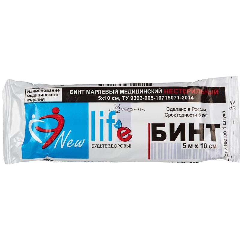 New Life Бинт марлевый медицинский нестерильный, 10 см х 5 м, 1 шт. фото