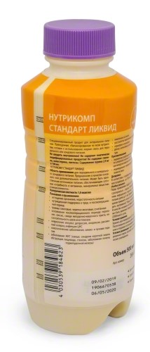 Нутрикомп Стандарт ликвид, смесь для энтерального питания, 500 мл, 1 шт, нейтральный фото
