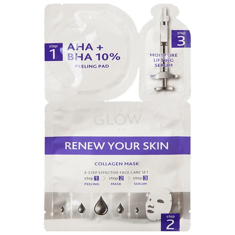 Глоу Лаб Маска для лица 3-х этапная, 1 шт, с АНА и ВНА-кислотами фото
