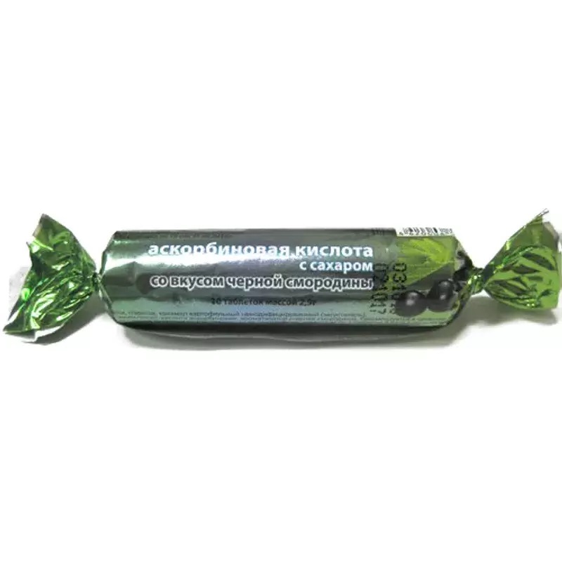 Аскорбиновая кислота с сахаром Эко, таблетки, 10 шт, черная смородина фото