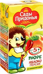 Сады Придонья пюре, пюре, 125 г, 1 шт, яблоко + персик фото