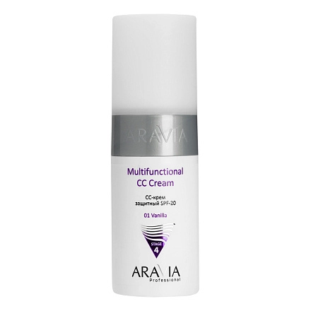 Aravia Laboratories CC-крем для лица защитный SPF-20, крем для лица, 150 мл, 1 шт, ванильный, тон 01 фото