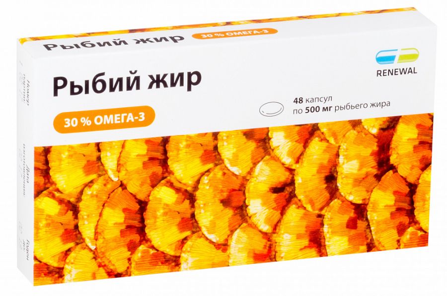 Рыбий жир Renewal, 500 мг, капсулы, 48 шт. фото