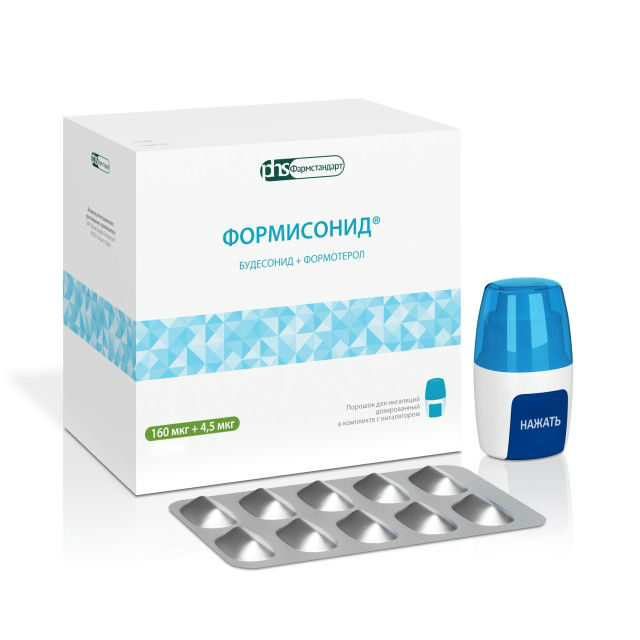 Формисонид, 160мкг+4.5мкг/доза, порошок для ингаляций дозированный, 120 шт, в комплекте с ингалятором фото