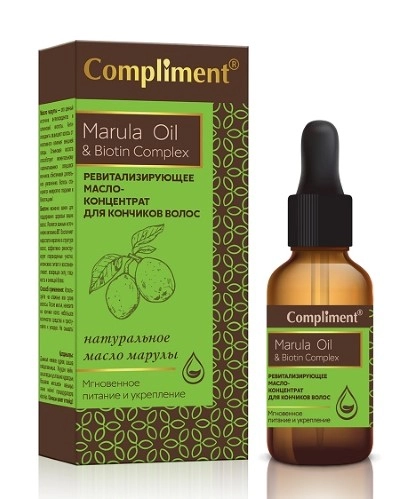 Compliment Marula Oil & Biotin Complex ревитализирующее масло-концентрат для кончиков волос, масло, 25 мл, 1 шт. фото