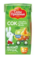 Сады Придонья Сок, 125 мл, 1 шт, яблоко + груша, для детей с 5 месяцев, без сахара фото