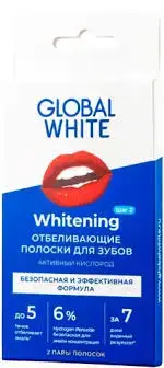 Global White полоски отбеливающие для зубов, пара, 2 шт, активный кислород фото