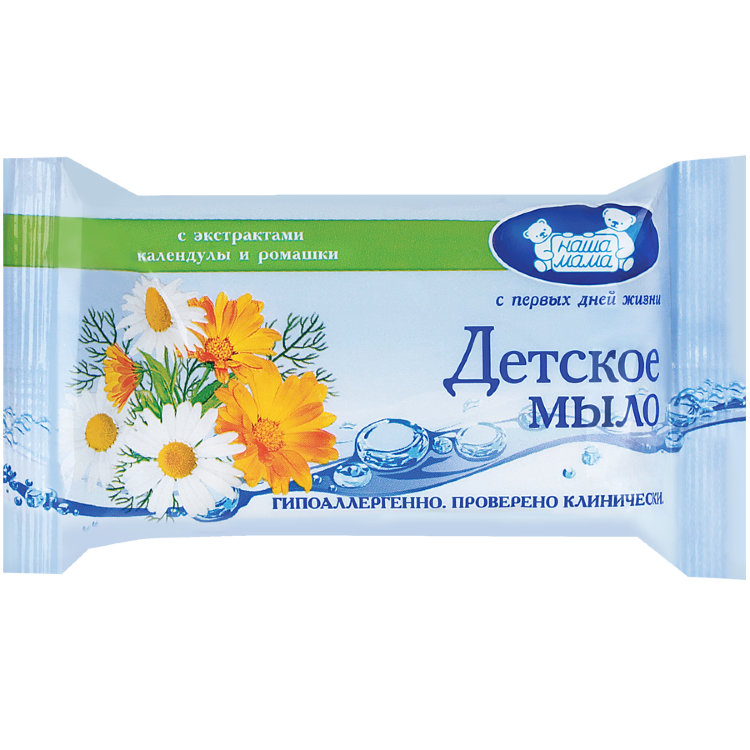 Наша Мама, мыло детское, 90 г, 1 шт, с календулой и ромашкой фото