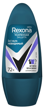 Rexona Men Антиперспирант Ультраневидимый, дезодорант-ролик, 50 мл, 1 шт. фото