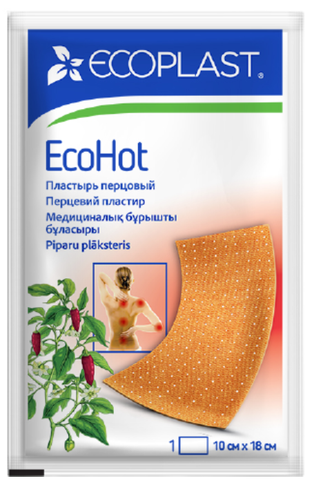 Ecoplast Ecohot Пластырь перцовый, 10 см х 18 см, 1 шт. фото