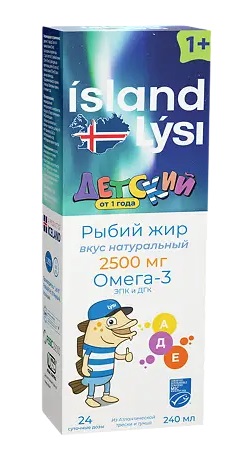 Lysi Омега-3 Рыбий жир, 2500 мг, жидкость для приема внутрь, 240 мл, 1 шт, натуральный, детский фото