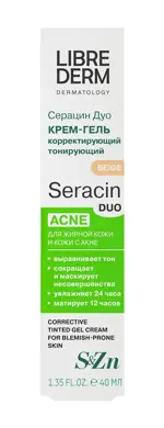 Librederm Серацин Дуо крем-гель корректирующий тонирующий бежевый тон, крем для лица, 40 мл, 1 шт. фото 2