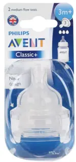 AVENT Classic+ Соска силиконовая антиколиковая, средний поток, 2 шт, 3+ мес, арт. SCF633/27 (82830) фото