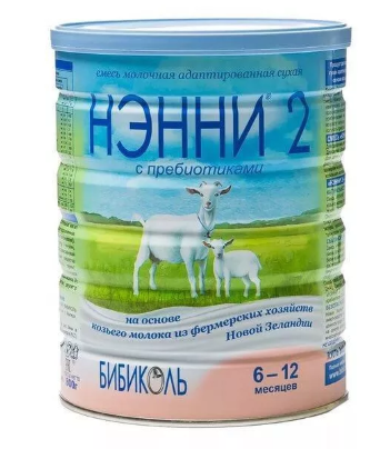 Нэнни 2 с пребиотиками, смесь молочная сухая, 800 г, 1 шт, для детей с 6 месяцев, на основе козьего молока фото