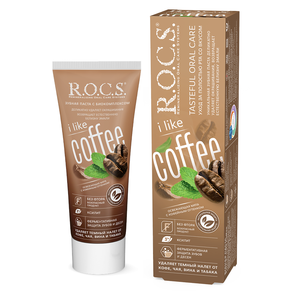 ROCS iLike Coffee, паста зубная, 74 г, 1 шт, освежающая мята, без фтора фото