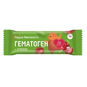 Сердце Континента Гематоген, плитка, 30 г, 1 шт, клюква фото