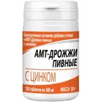Дрожжи пивные АМТ с цинком, 500 мг, таблетки, 100 шт. фото