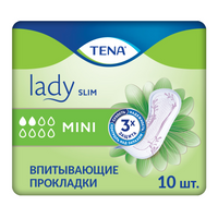 Tena Lady Slim Mini Прокладки урологические, прокладки урологические, 10 шт, 2 капли фото