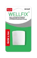 Wellfix Бинт когезивный самофиксирующийся, 4 см х 4 м, 1 шт, белого цвета фото