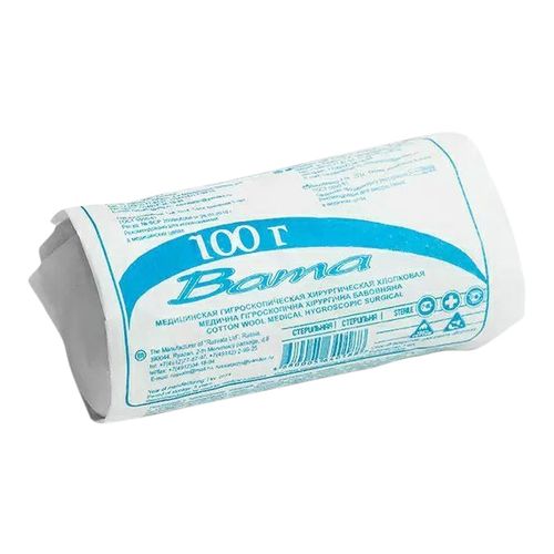 Вата медицинская хирургическая стерильная, 100 г, 1 шт. фото
