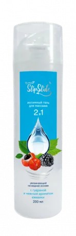 СлипСлайд Гель-смазка 2 в 1 интимная массажная на водной основе, гель, 200 мл, 1 шт, гуарана и нежный аромат ежевики фото