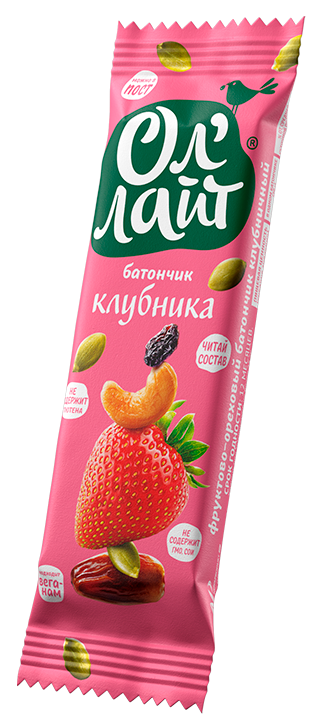 Ол лайт, батончик фруктово-ореховый, 30 г, 1 шт, клубника фото