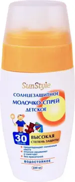 Sun style молочко-спрей солнцезащитное детское, спрей-молочко, 100 мл, 1 шт, SPF 30 фото