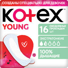 Kotex Young Прокладки для девочек-подростков ежедневные, прокладки ежедневные, 16 шт. фото
