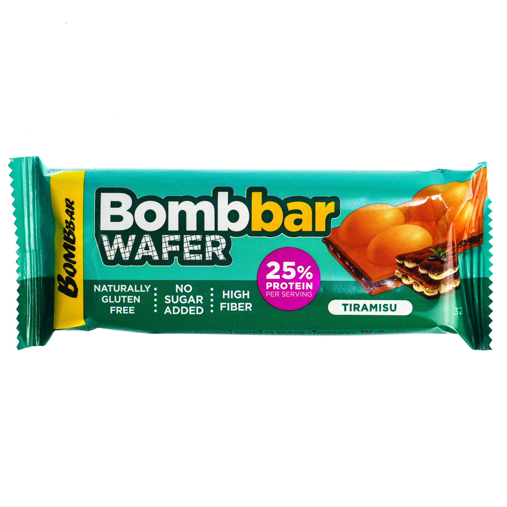 Bombbar Батончик вафельный с молочно-ореховой пастой, батончик, 32 г, 1 шт, тирамису фото