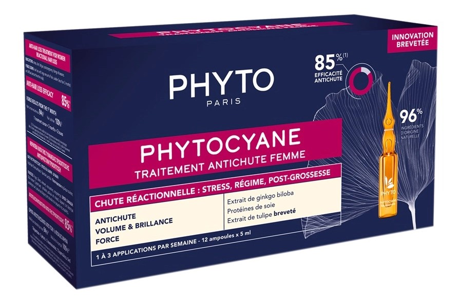 Phytosolba Phytocyane средство от выпадения волос для женщин, сыворотка для волос, 5 мл, 12 шт. фото