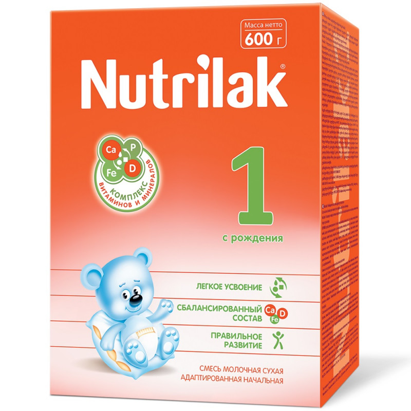 Nutrilak 1 Смесь сухая молочная адаптированная, 0-6 месяцев, смесь молочная сухая, 600 г, 1 шт. фото