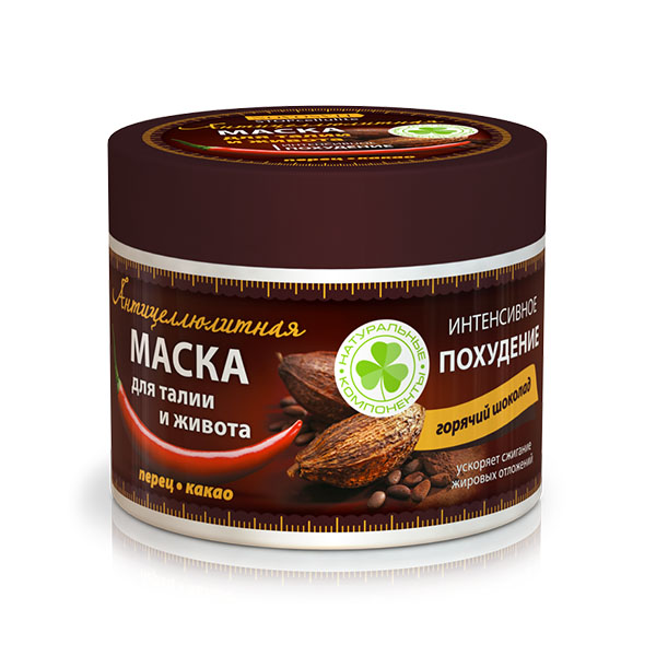 Novosvit Антицеллюлитная маска для талии и живота интенсивное похудение горячий шоколад, 300 мл, 1 шт. фото
