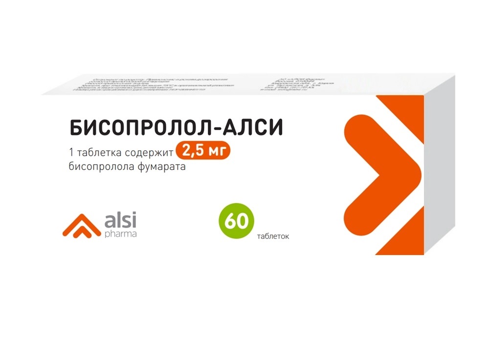 Бисопролол-АЛСИ, 2.5 мг, таблетки, 60 шт. фото