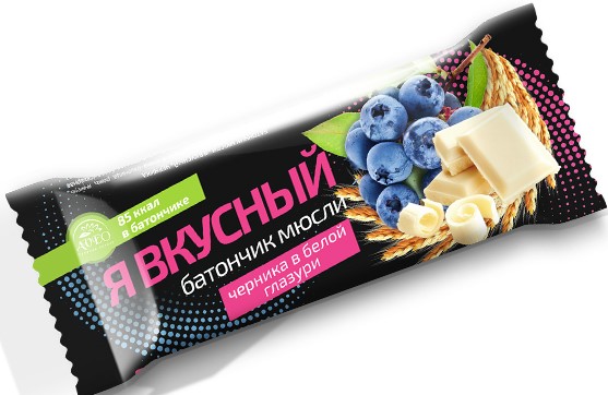 Я Вкусный Батончик-мюсли, батончик, 25 г, 1 шт, черника в белом шоколаде фото